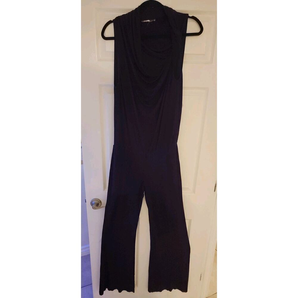 Young Fabulous Broke Jumpsuit SZ M Scoop Neck Wide Leg Slinky Sleeveless Plum - Picture 2 of 13